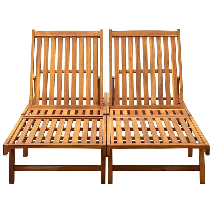 Chaise longue 2 places bois d'acacia massif - 2