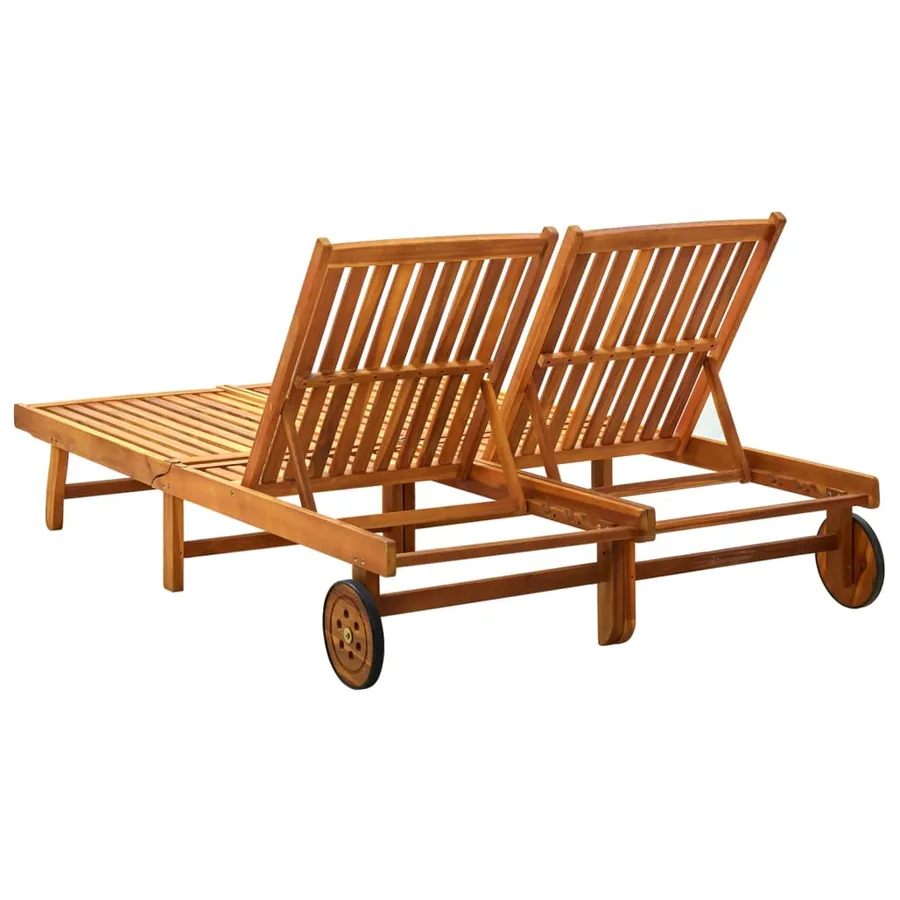 Chaise longue 2 places bois d'acacia massif - 3