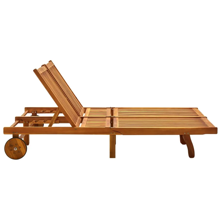 Chaise longue 2 places bois d'acacia massif - 4