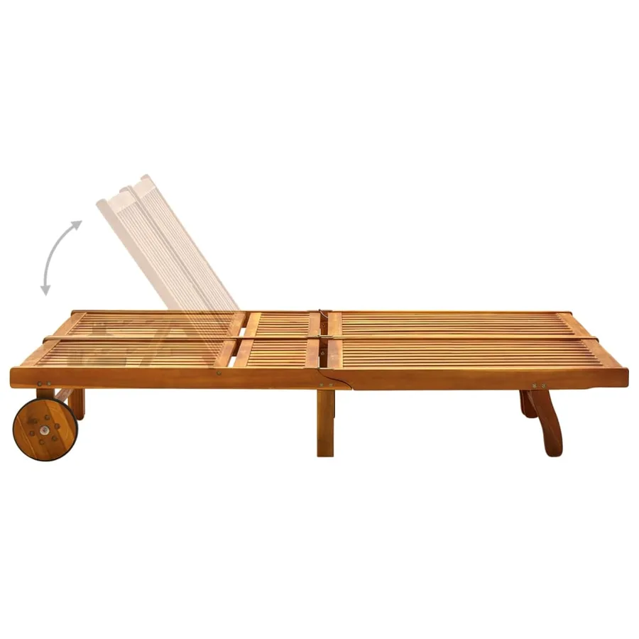Chaise longue 2 places bois d'acacia massif - 5