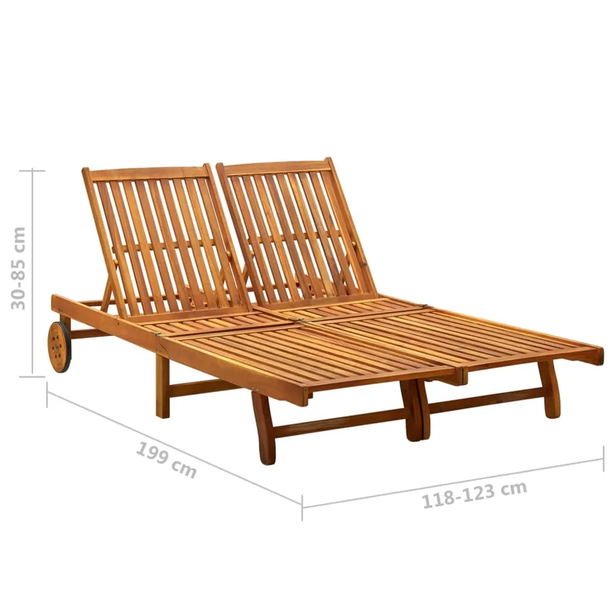 Chaise longue 2 places bois d'acacia massif - 8
