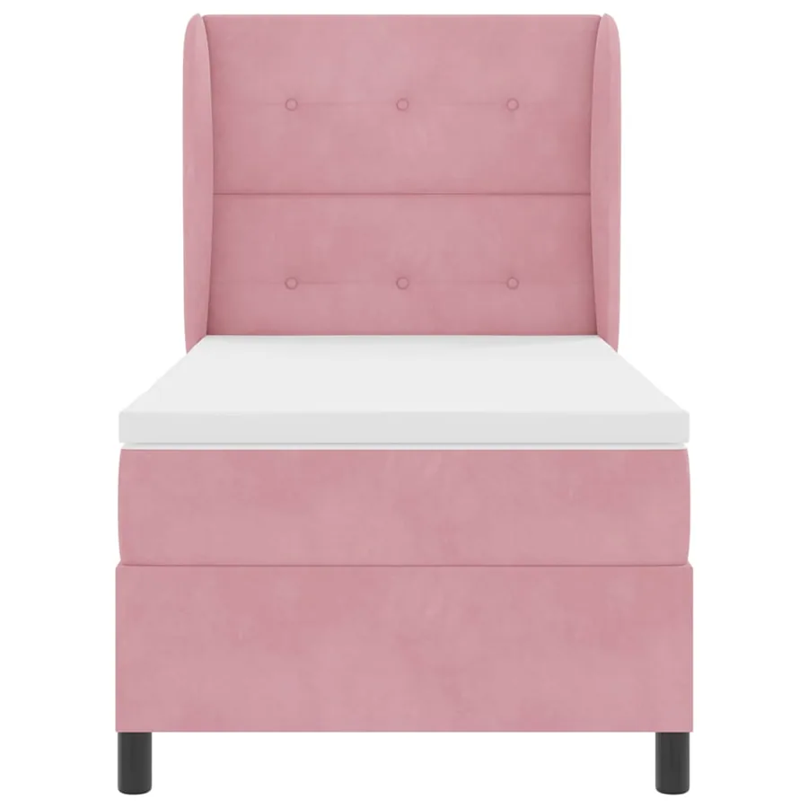 Lit à ressorts avec tête de lit Rose 200 x 100 cm Velours - 6