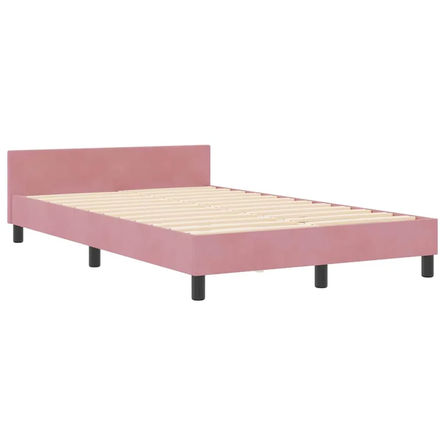Lit à ressorts avec tête de lit Rose 120 x 190 cm Velours - 4