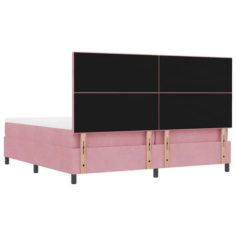 Lit à ressorts avec tête de lit Rose 200 x 200 cm Velours - 10