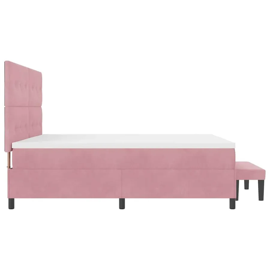 Lit à ressorts avec tête de lit Rose 200 x 200 cm Velours - 9
