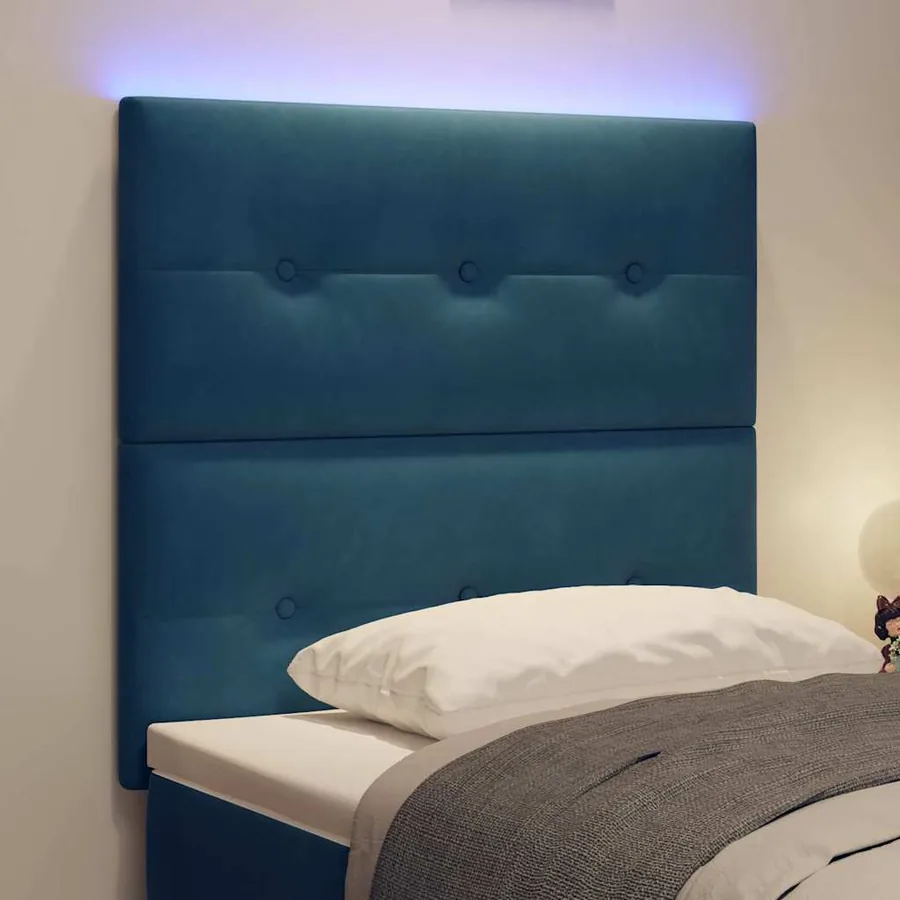 Tête de lit LED avec bandes LED Bleu 100 cm Velours - 4