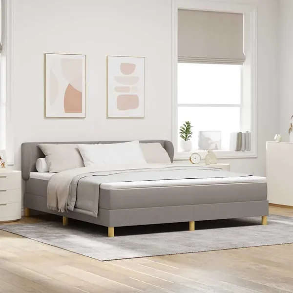 Lit à ressorts avec tête de lit Taupe 180 x 200 cm tissu