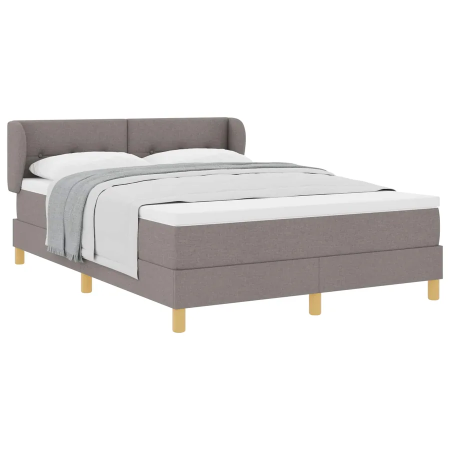 Lit à ressorts avec tête de lit Taupe 140 x 190 cm tissu - 2