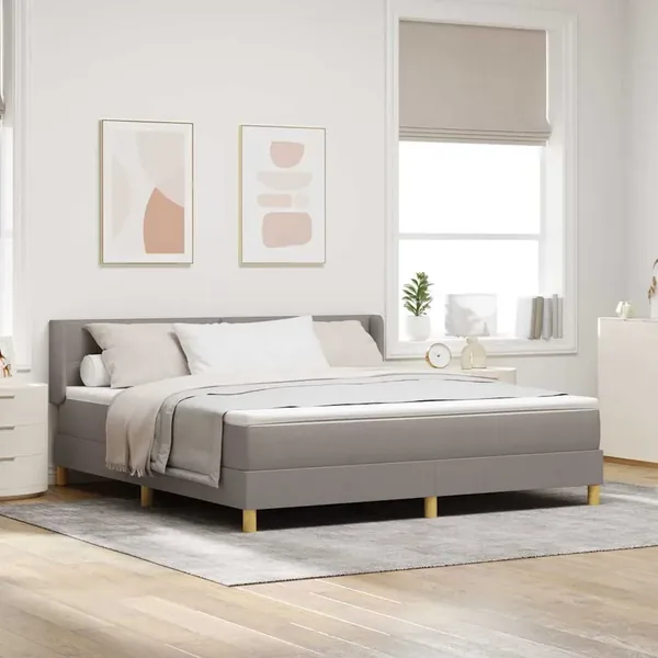 Lit à ressorts avec tête de lit Taupe 200 x 180 cm tissu