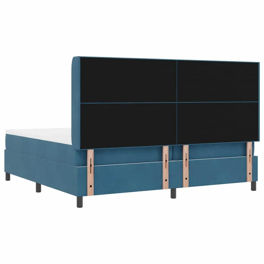 Lit à ressorts avec bandes LED Bleu 200 x 200 cm Velours - 8