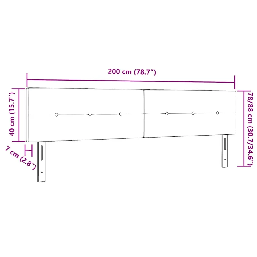 Tête de lit LED avec bandes LED Bleu 200 cm Velours - 8