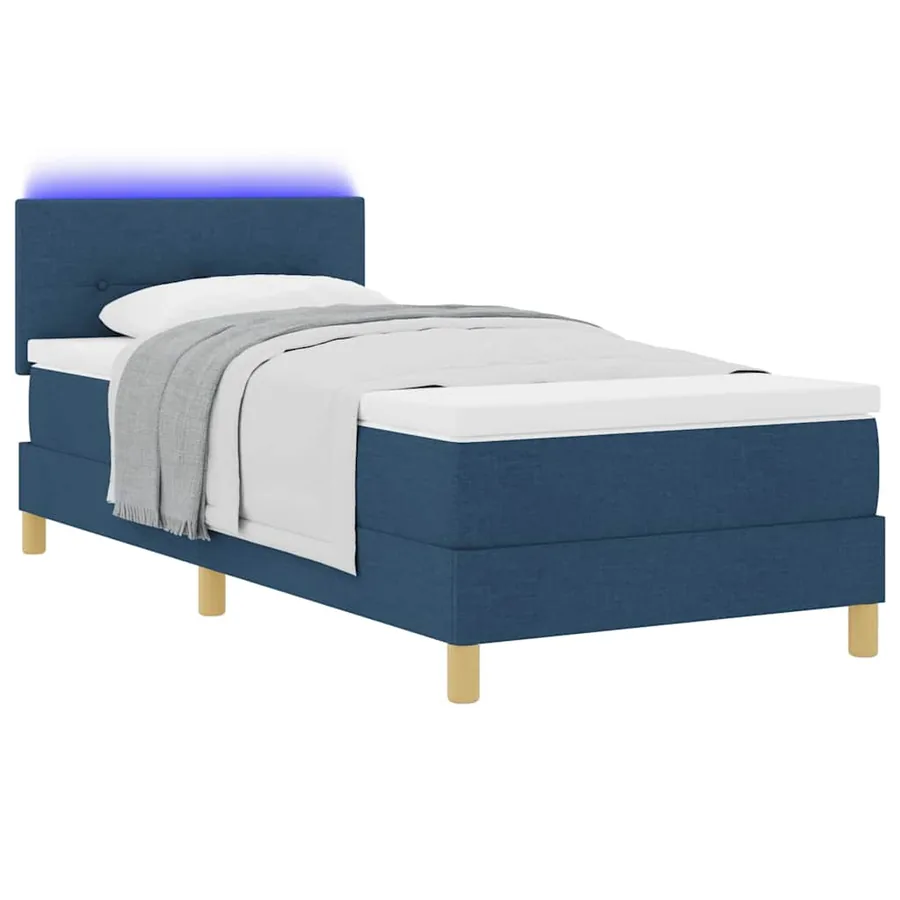 Lit à ressort LED avec bandes LED Bleu 90 x 200 cm tissu - 3