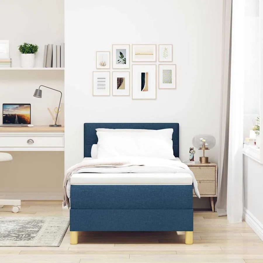 Lit à ressort LED avec bandes LED Bleu 90 x 200 cm tissu - 4