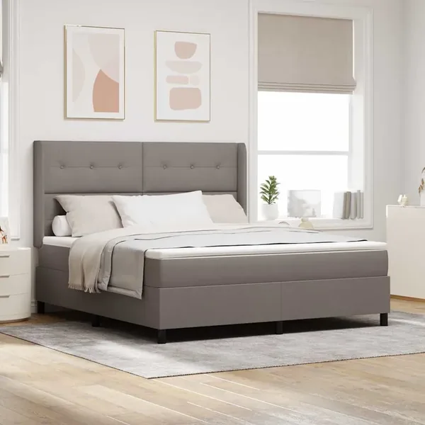 Lit à ressort LED avec tête de lit Taupe 180 x 200 cm tissu