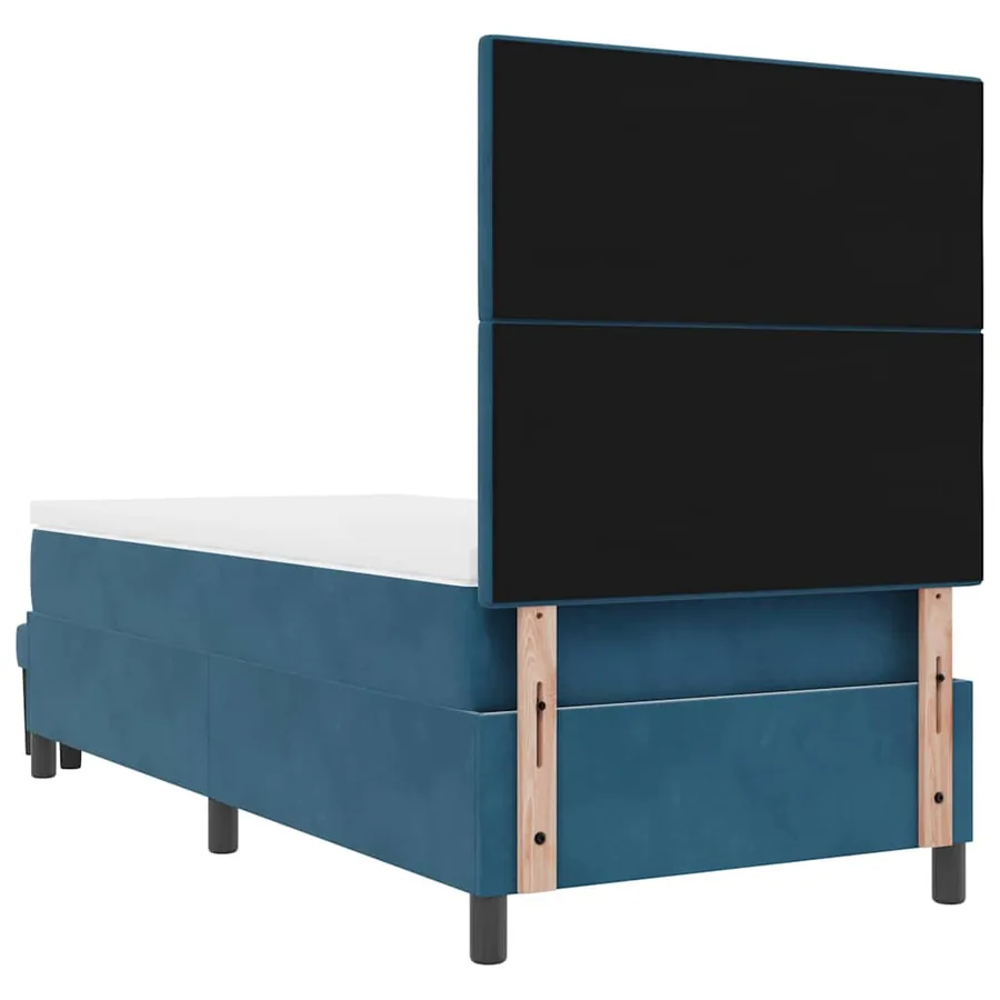 Lit à ressorts avec coussin Bleu foncé 200 x 100 cm Velours - 8