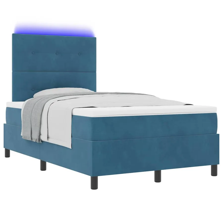 Lit à ressort LED Bleu foncé 120 x 190 cm Velours - 3