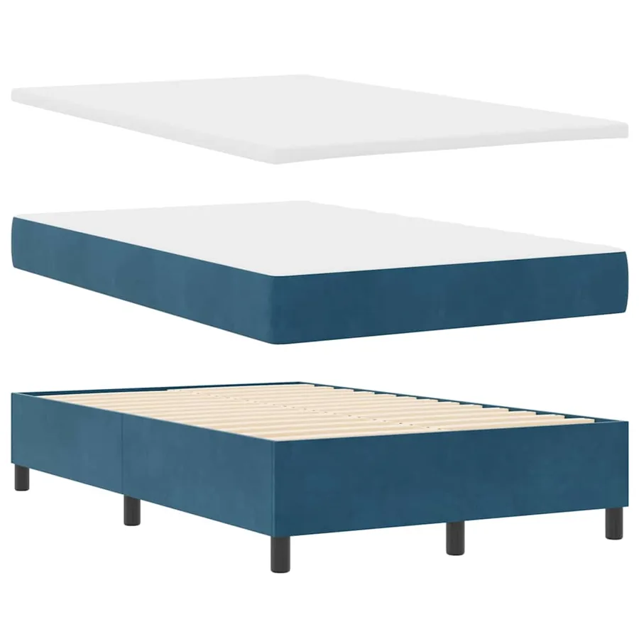 Lit à ressort LED Bleu foncé 120 x 190 cm Velours - 7