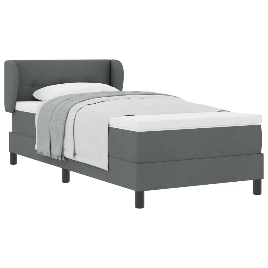 Lit à ressorts avec tête de lit Gris foncé 90 x 190 cm tissu - 2