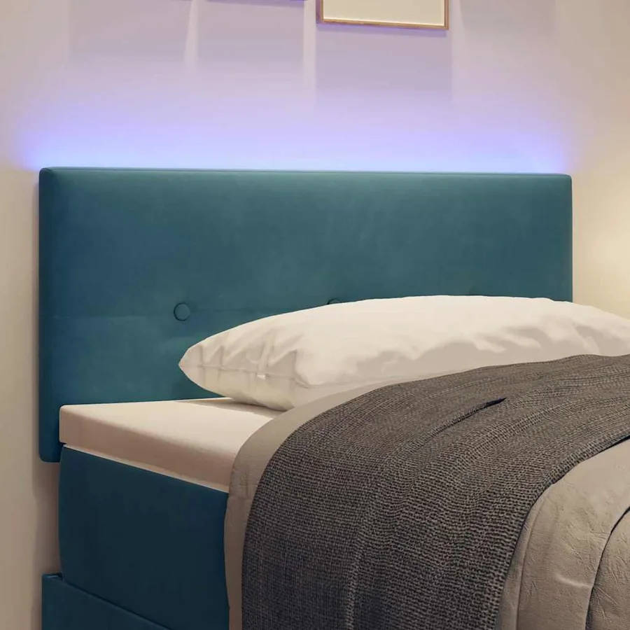 Tête de lit LED avec bandes LED Bleu 90 cm Velours - 4