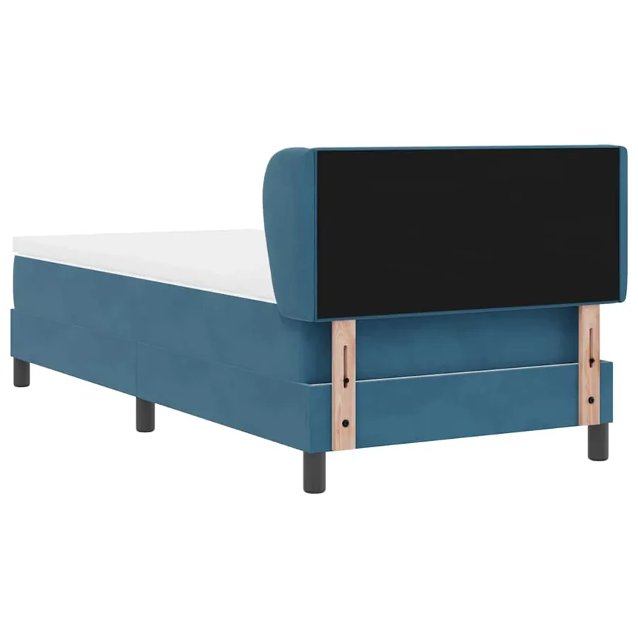 Lit à ressorts avec tête de lit Bleu foncé 90 x 200 cm Velours - 9