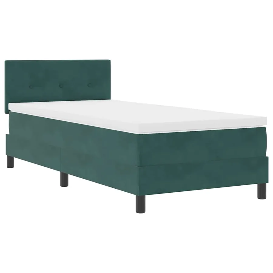 Lit à ressorts avec tête de lit Vert foncé 100 x 200 cm Velours - 4