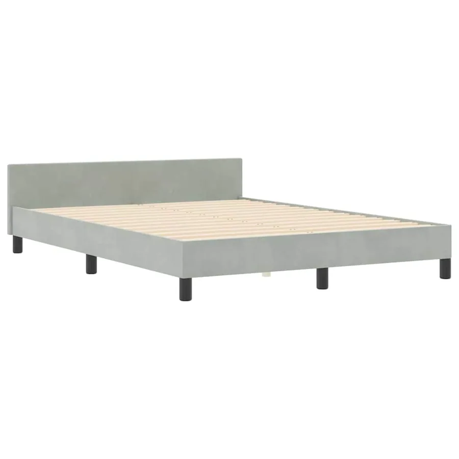 Lit à ressorts avec tête de lit Gris clair 140 x 190 cm Velours - 4