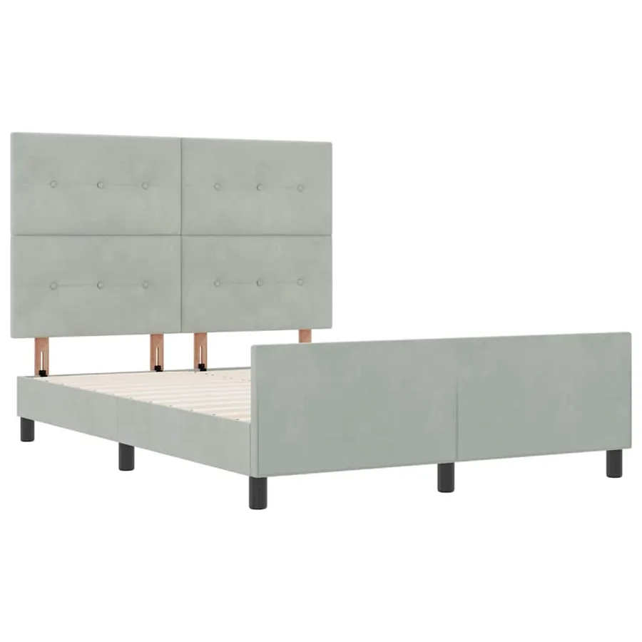Lit à ressorts avec tête de lit Gris clair 140 x 190 cm Velours - 5