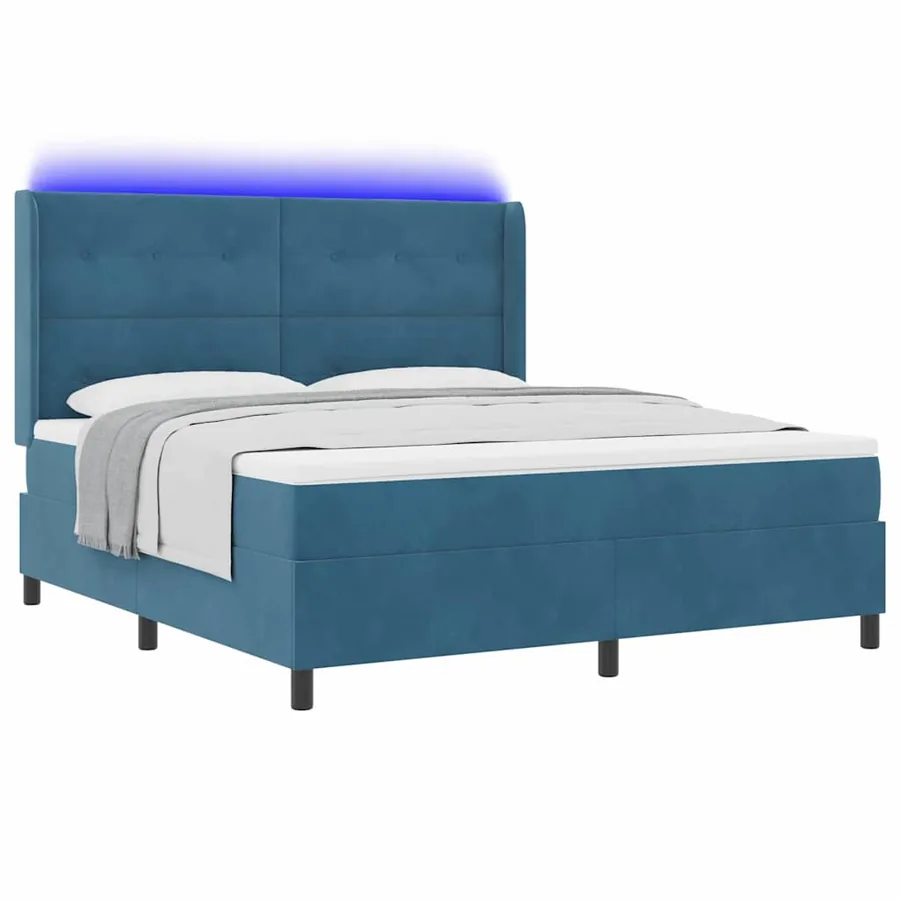 Lit à ressorts avec bandes LED Bleu 180 x 200 cm Velours - 3