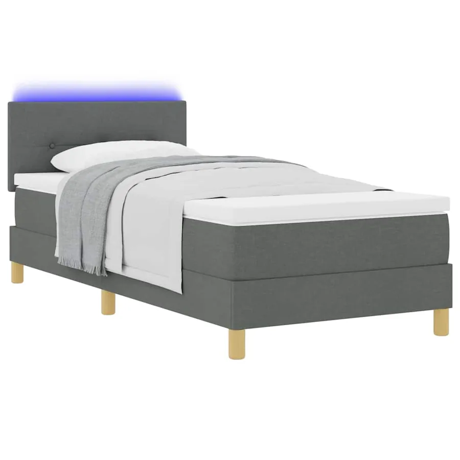 Lit à ressort LED avec bandes LED Gris foncé 90 x 190 cm tissu - 3