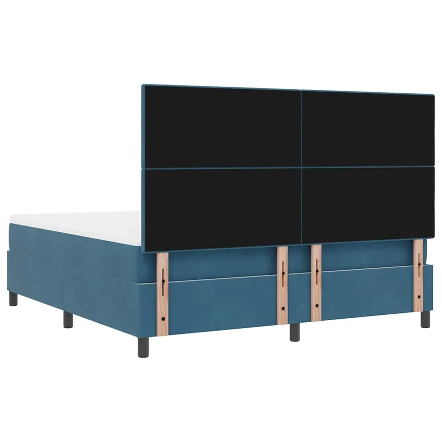 Lit à ressorts avec tête de lit Bleu foncé 180 x 200 cm Velours - 9