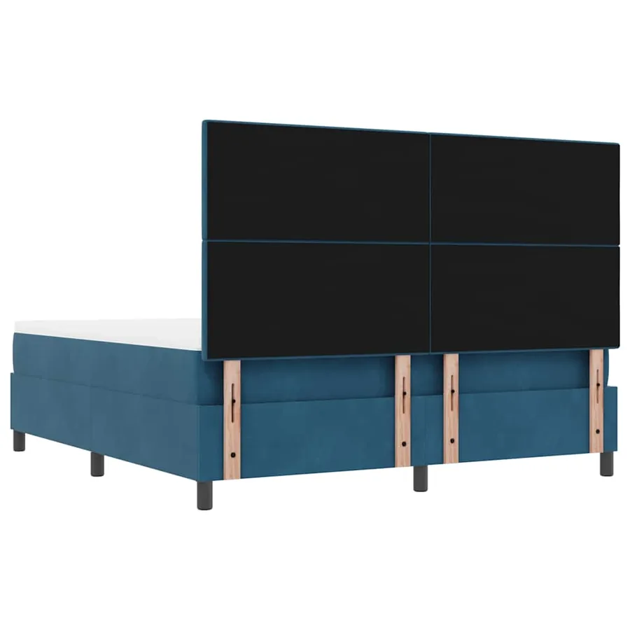 Lit à ressorts avec tête de lit Bleu foncé 200 x 180 cm Velours - 10