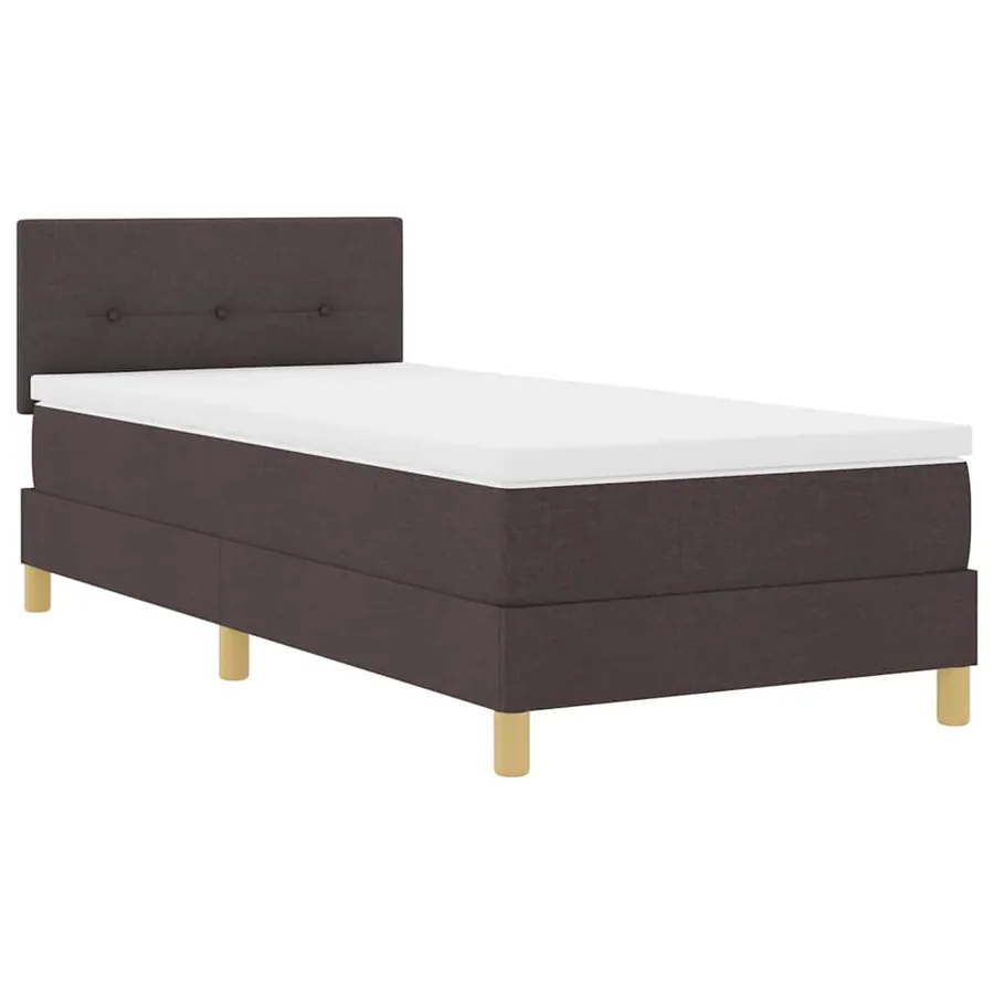 Lit à ressorts avec coussin Marron foncé 80 x 200 cm tissu - 4