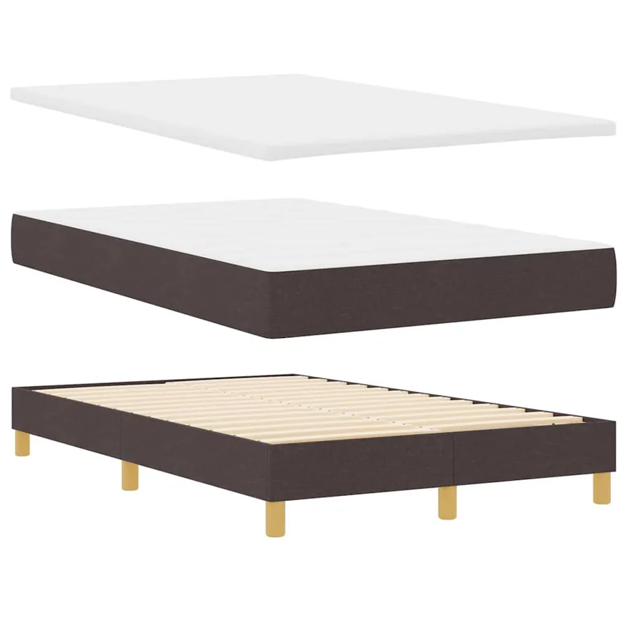 Lit à ressorts avec coussin Marron foncé 120 x 190 cm tissu - 5
