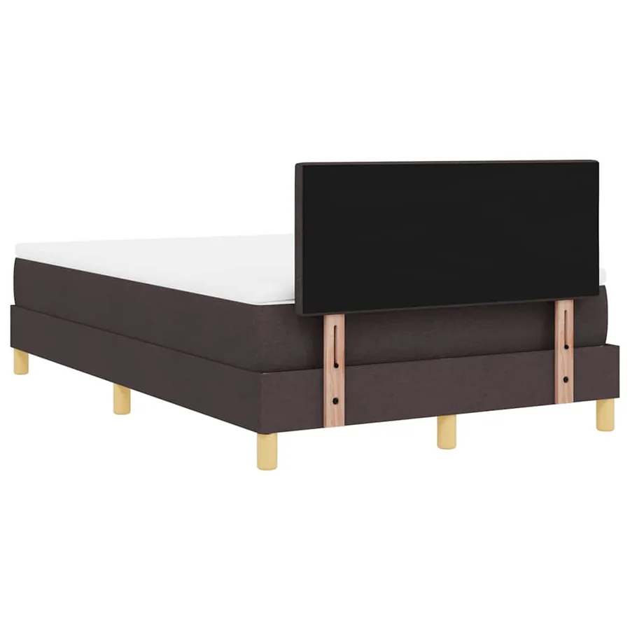 Lit à ressorts avec coussin Marron foncé 120 x 190 cm tissu - 9