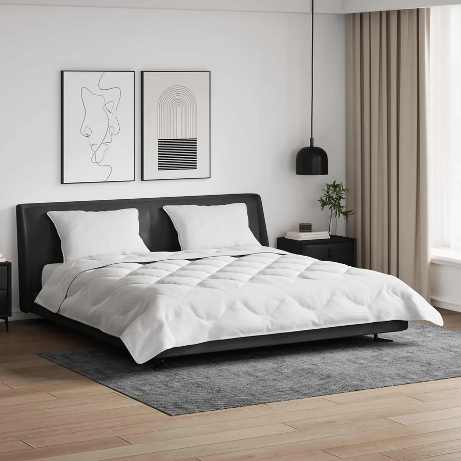Duvet d'été simple avec oreiller 3 pcs Blanc Microfibre