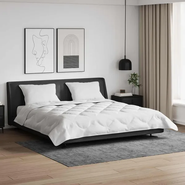 Duvet d'été simple avec oreiller 3 pcs Blanc Microfibre
