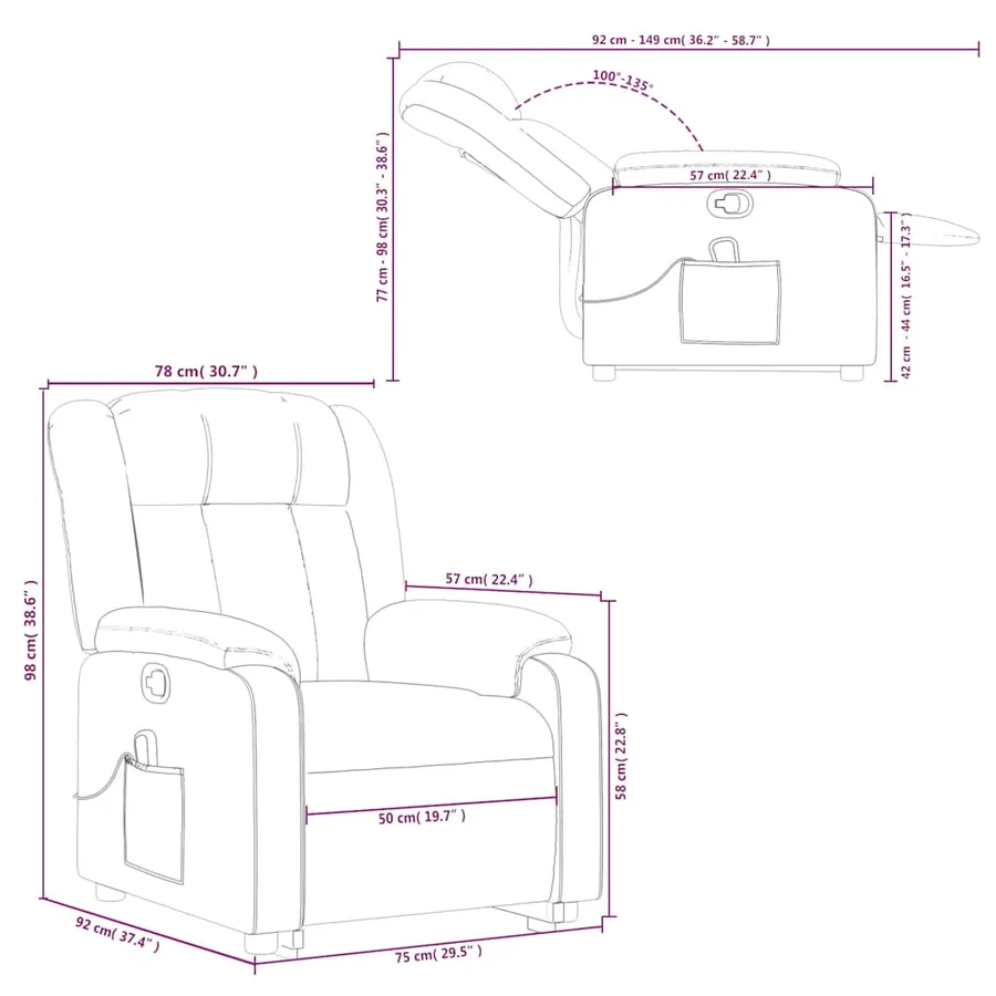 Fauteuil inclinable de massage Rouge Similicuir - 16
