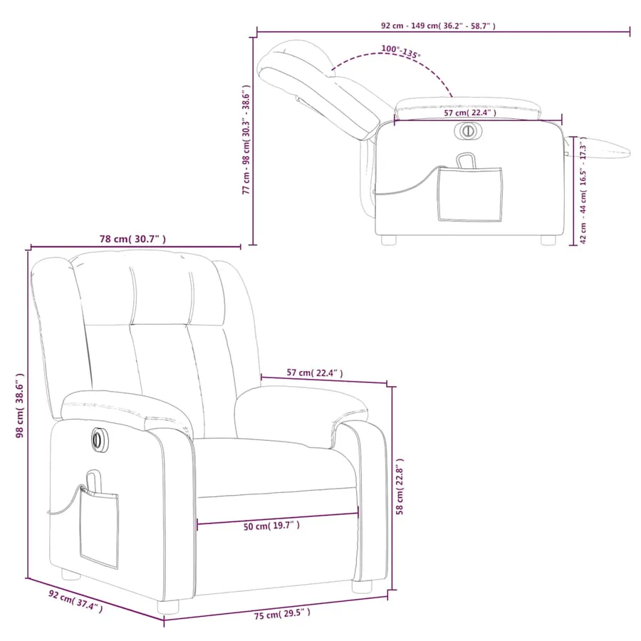 Fauteuil de massage inclinable électrique rouge similicuir - 15