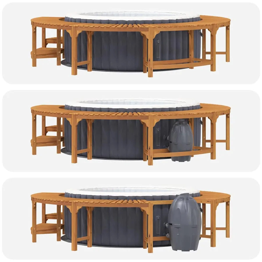 Entourage de bain à remous Marron Ø275 x 55,5 cm - 14