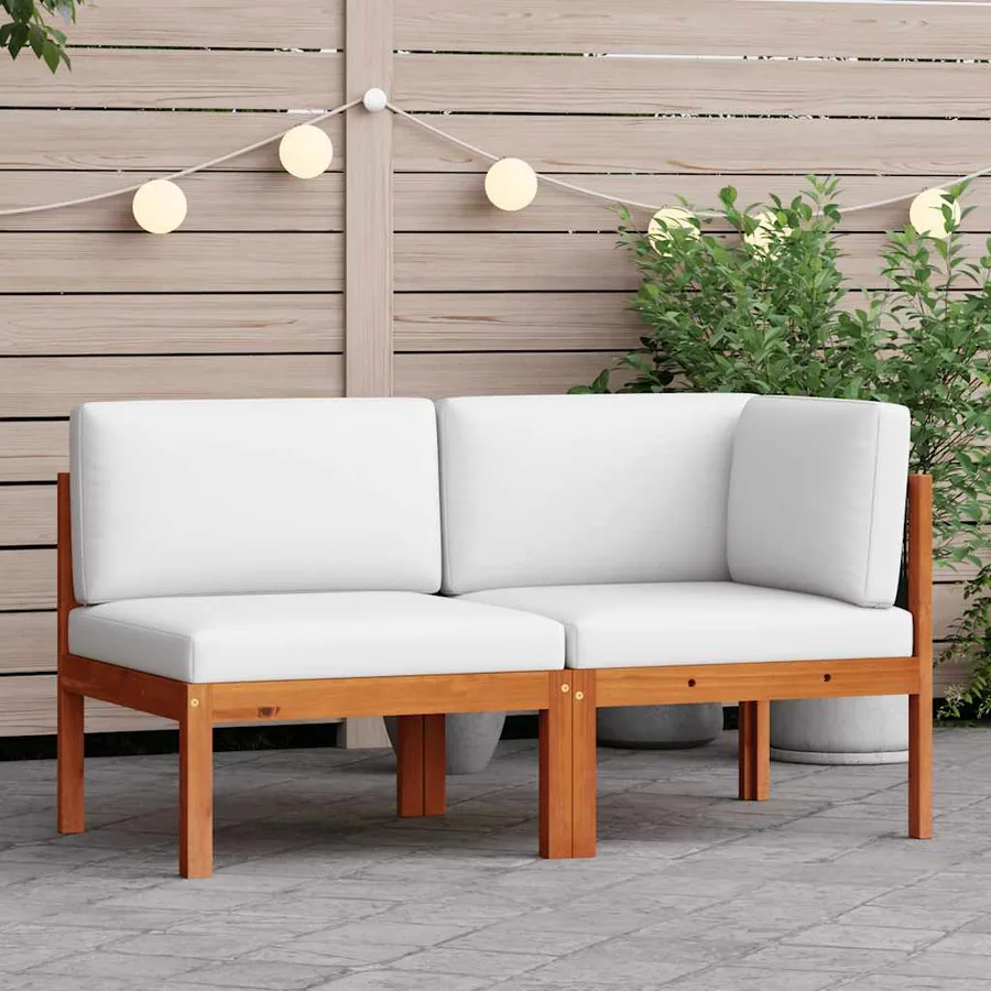 Salon de jardin 2 pièces avec coussins en bois d'acacia et corde