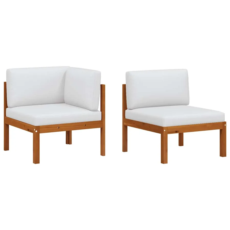 Salon de jardin 2 pièces avec coussins en bois d'acacia et corde - 2