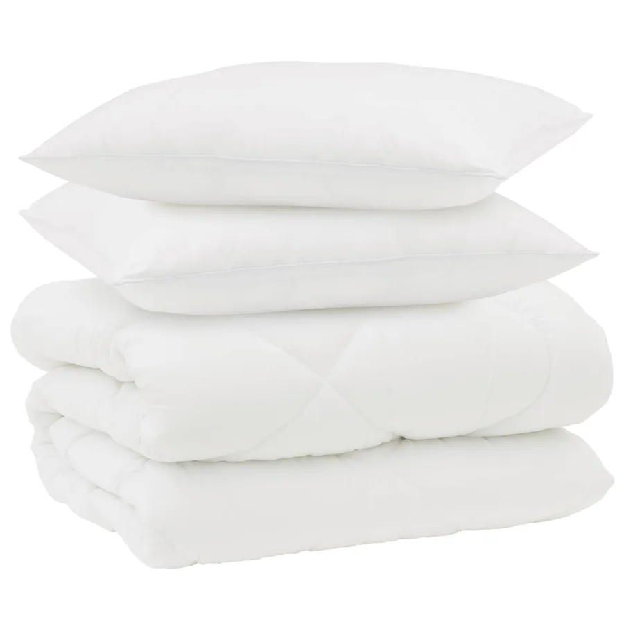 Duvet d'hiver avec oreiller 3 pcs Blanc Microfibre - 2