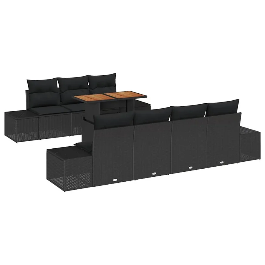 Ensemble de canapé de jardin 8 pcs Noir Poly rotin - 2