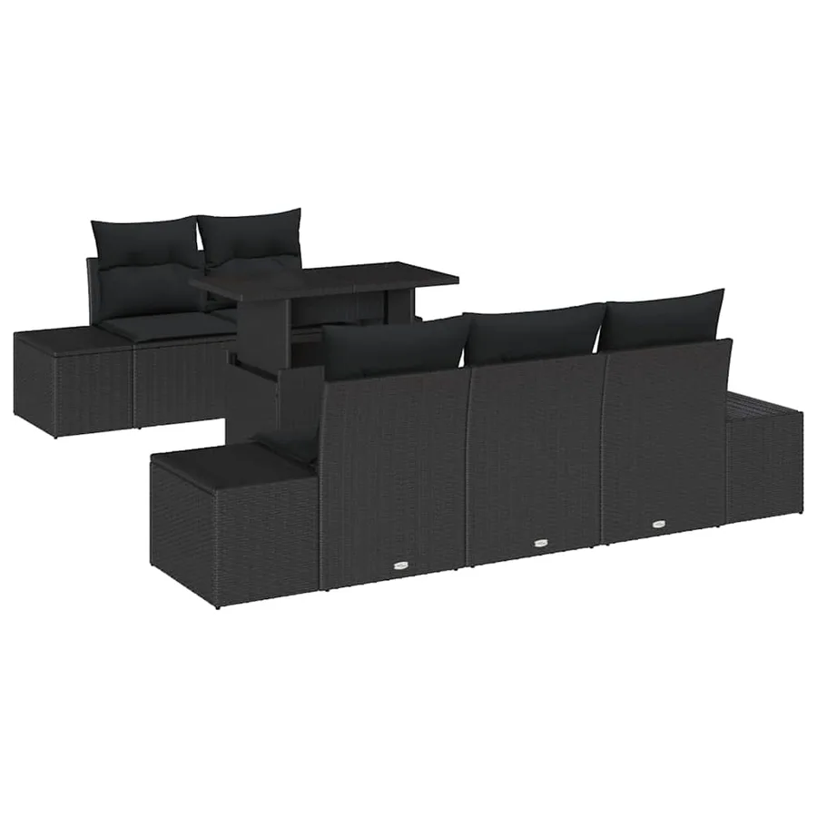 Ensemble de canapé de jardin avec coussin Réglable 6 pcs Noir - 2