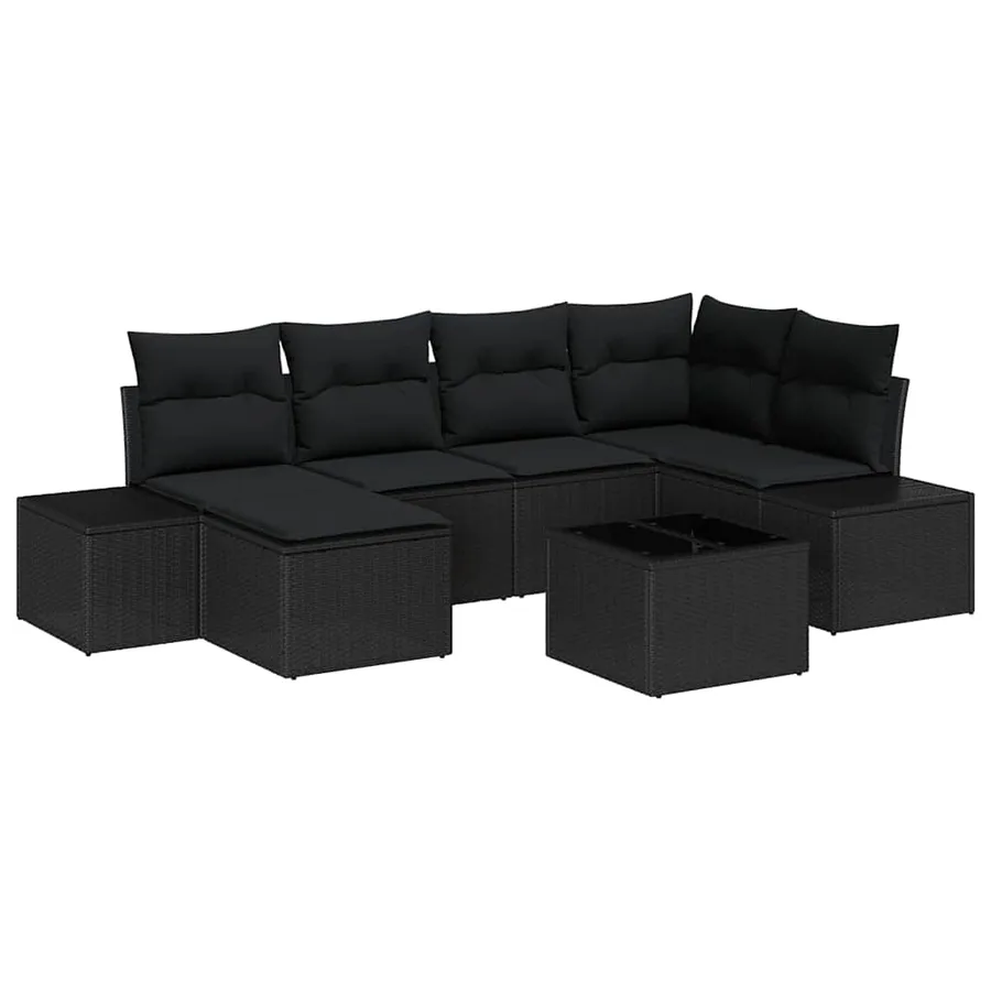 Ensemble de canapé de jardin avec coussin 6 pcs Noir polyrotin - 2