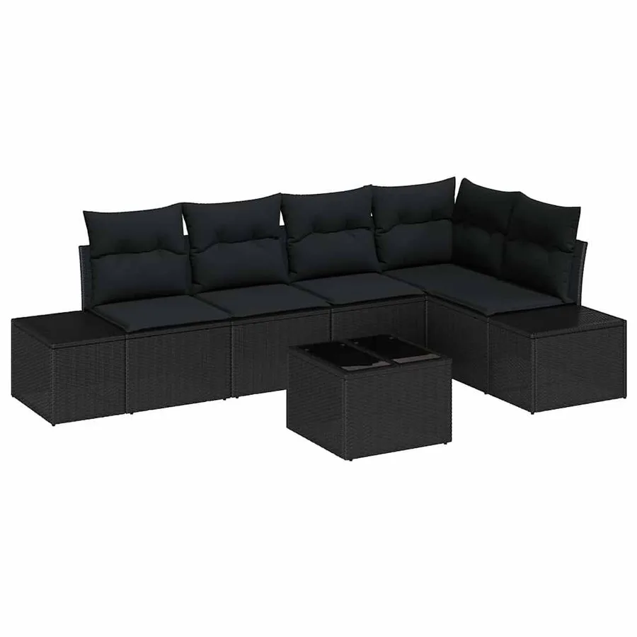 Ensemble de canapé de jardin avec stockage Noir polyrotin - 2