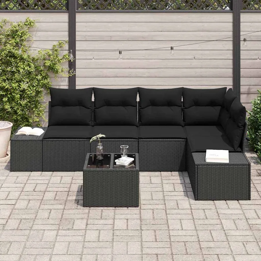 Ensemble de canapé de jardin avec stockage Noir polyrotin - 3
