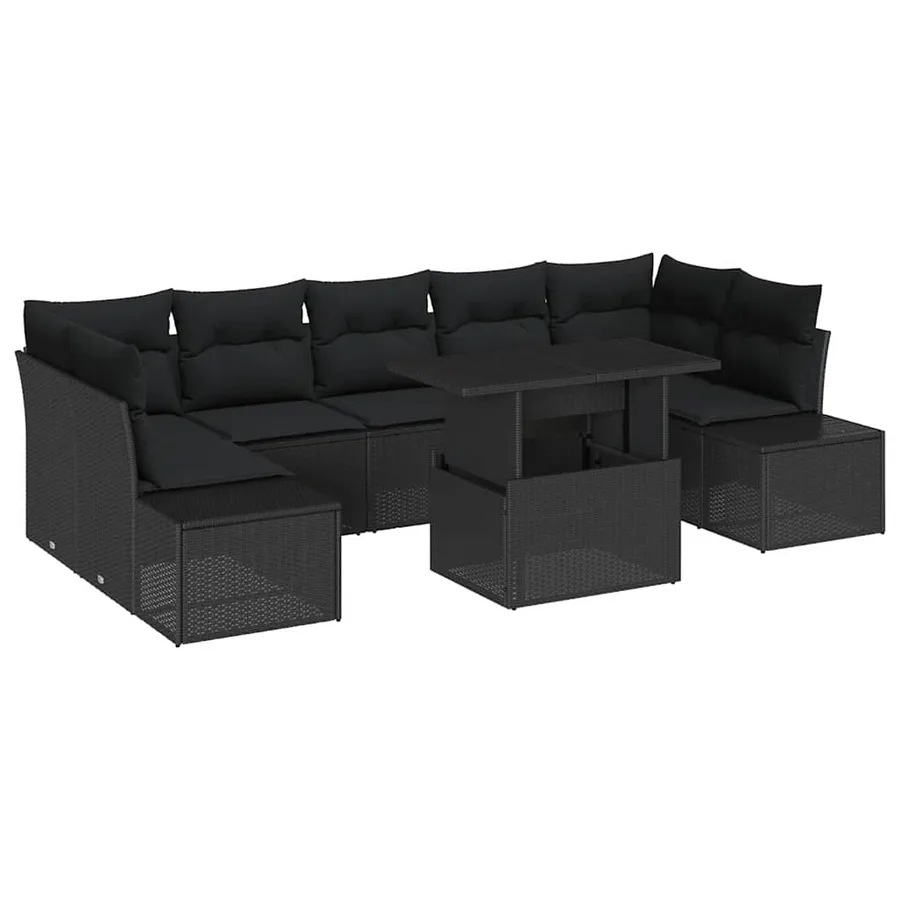 Ensemble de canapé de jardin avec coussin 8 pcs Noir - 2