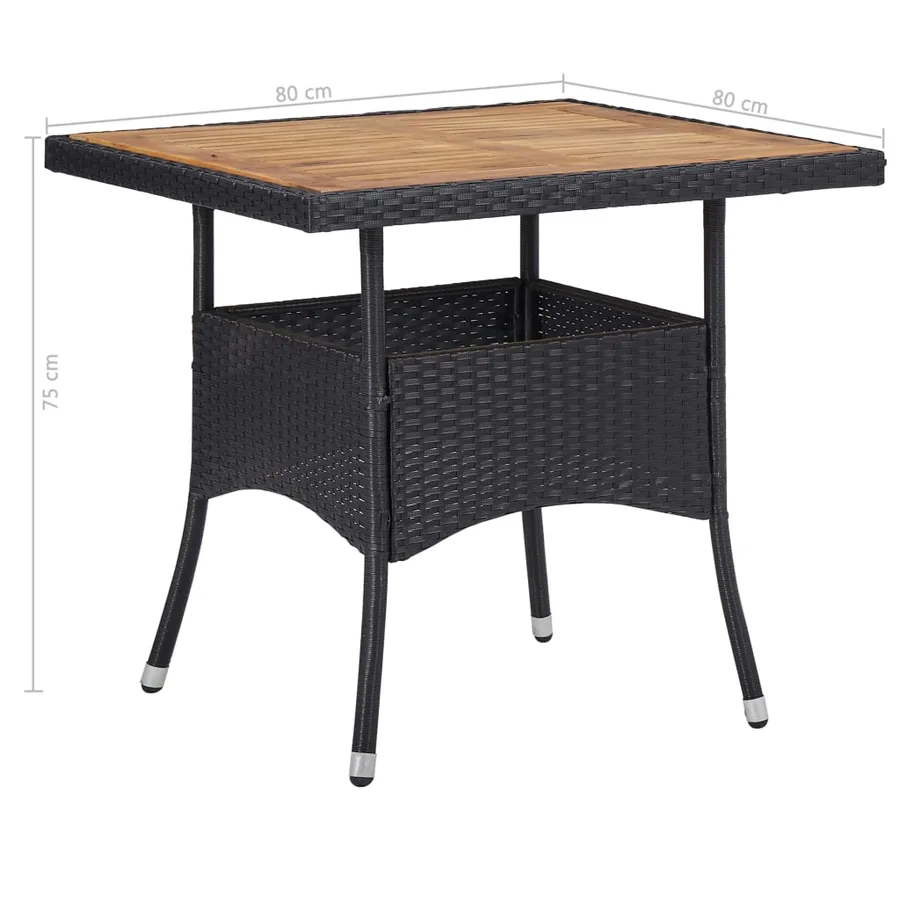 Mobilier d'extérieur 5 pcs Noir Résine tressée et bois d'acacia - 11