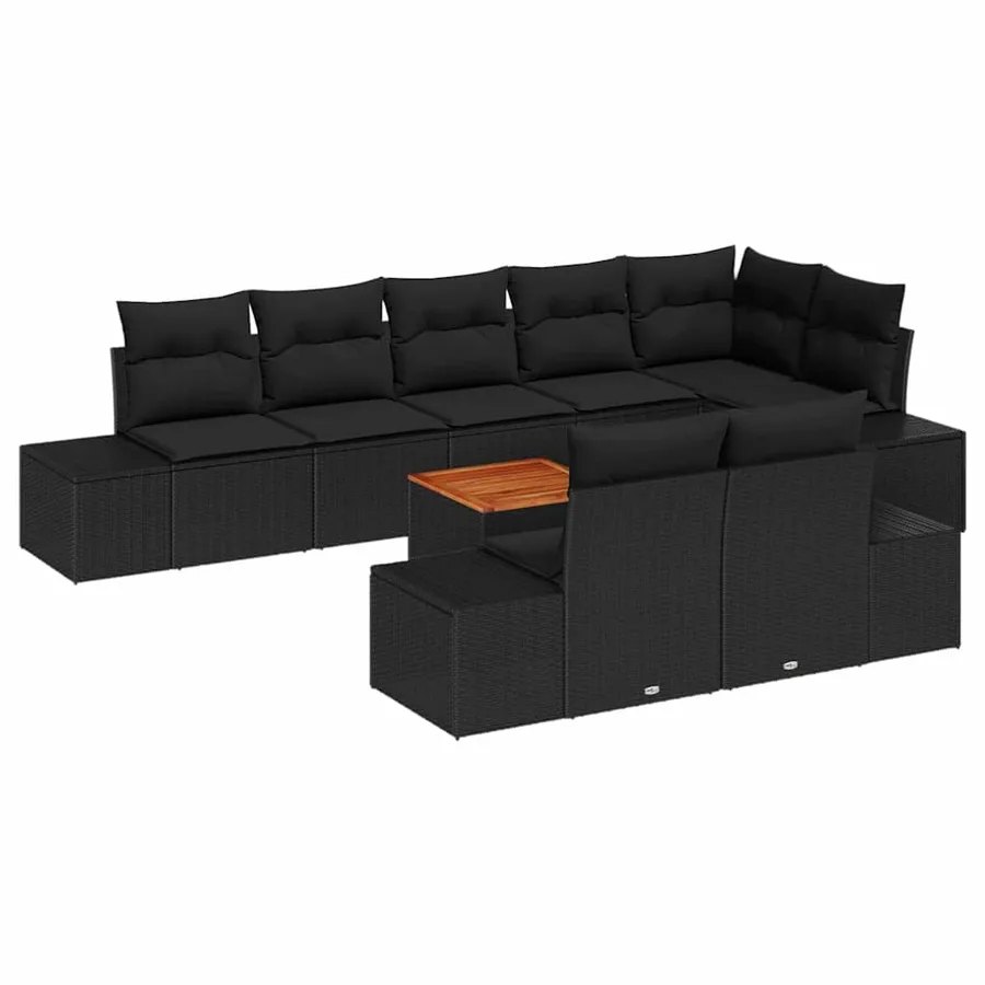 Ensemble de canapé de jardin avec stockage 9 pcs Noir - 2